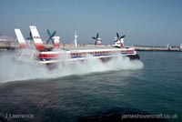 The SRN4 with Hoverspeed in Dover - The Princess Margaret (GH-2006) departing Dover (submitted by Pat Lawrence).